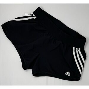 Adidas black Small Athletic shorts women‎ large 3 White Stripes Drawstring